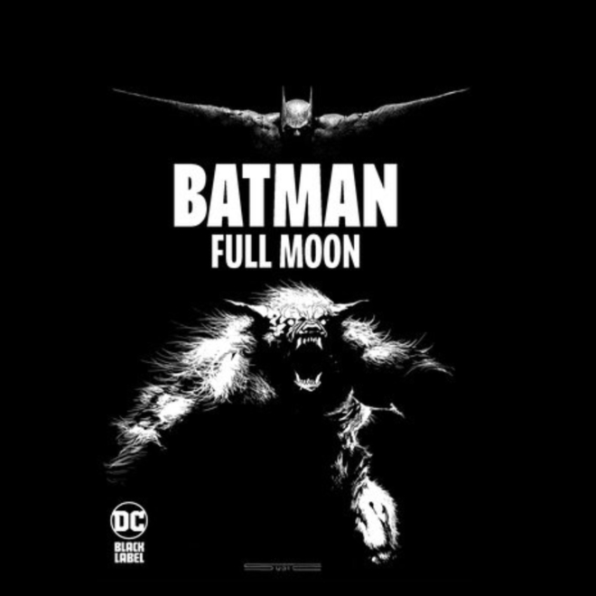 Batman: Full Moon graphic novel by Rodney Barnes and Stevan Subic, 160 pages, featuring a glow-in-the-dark cover, exploring Batman's struggle with a werewolf's curse.