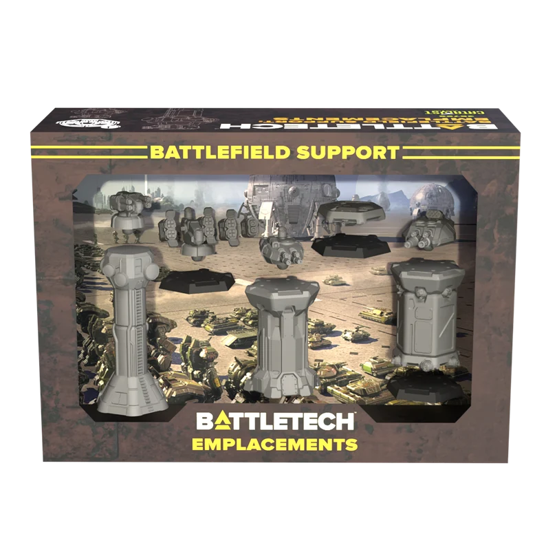BattleTech ForcePack Support Emplacements with five weapon turrets and cards