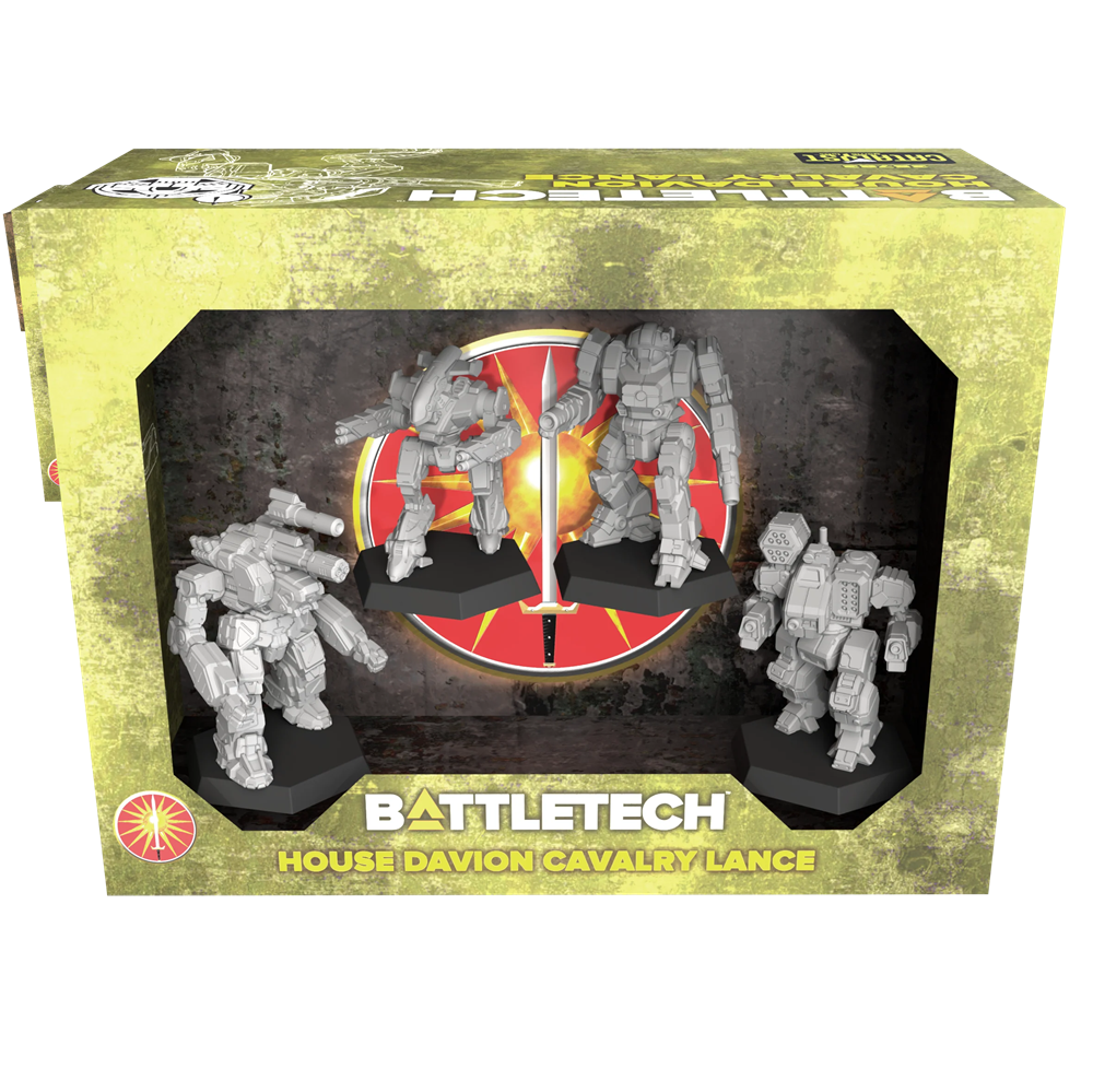 BattleTech House Davion Cavalry Lance ForcePack featuring Legionnaire, Hellspawn, Gunsmith and Enforcer BattleMechs