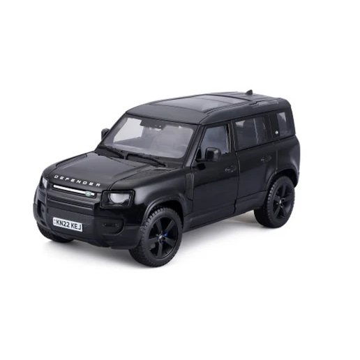 Bburago 2022 Land Rover Defender 110 - 1/24 scale die-cast model, black, with opening doors and movable wheels. Authentic and detailed