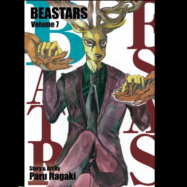 Beastars Vol. 7 By Paru Itagaki. Cover of 'Beastars' Volume 7 with a character in a suit and deer head design.