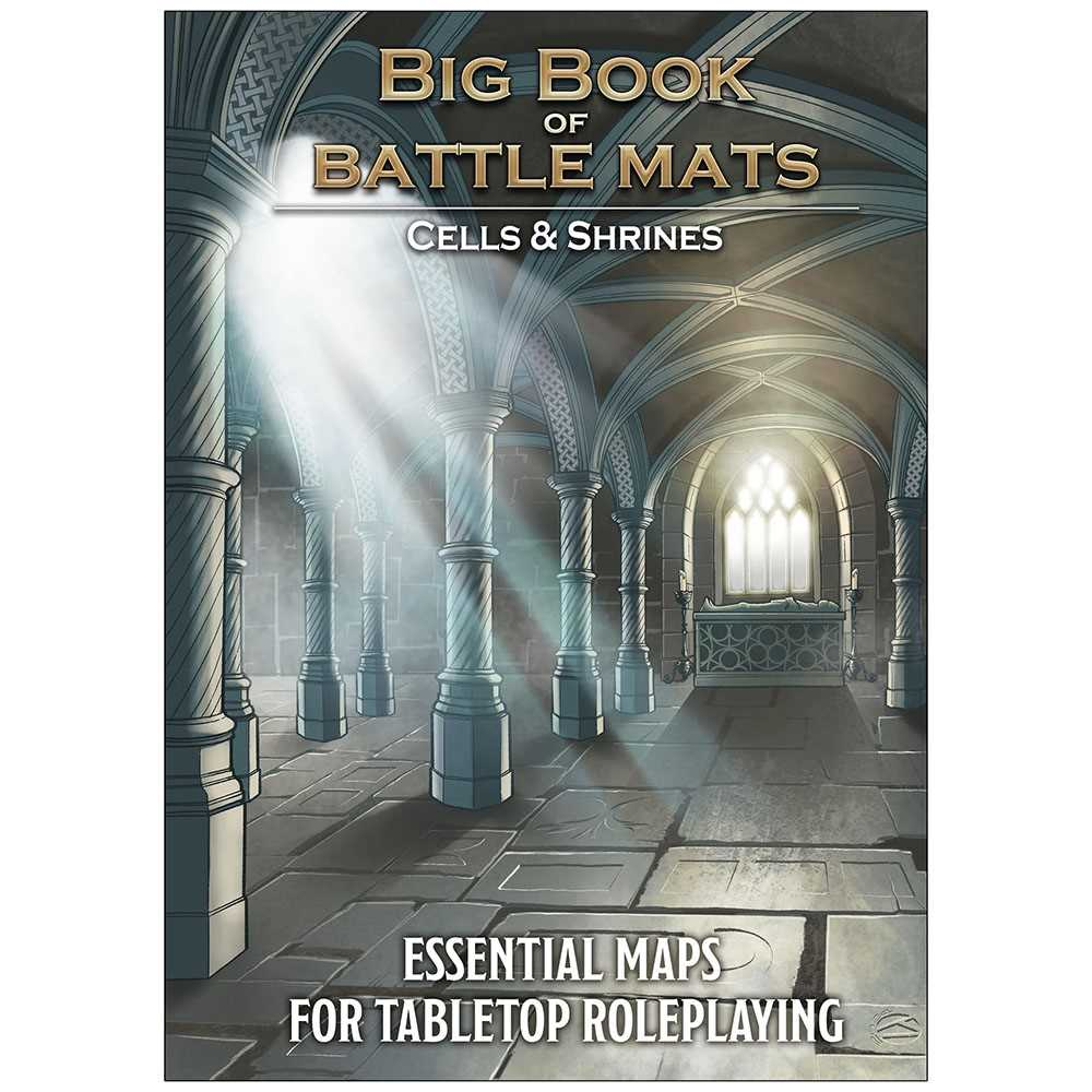 Collection of battle mats for tabletop RPGs, featuring wipe clean surfaces, 1-inch grid for miniatures, and tokens for customisation, designed to enhance gameplay.