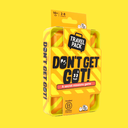 Don’t Get Got Travel Pack party card game by Big Potato Games with mission cards for travel and family play