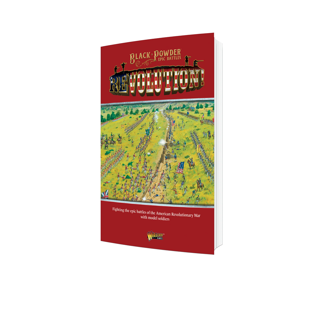 A5 softcover rulebook featuring historical artwork and miniatures photography, designed for tabletop gaming of the American Revolutionary War.