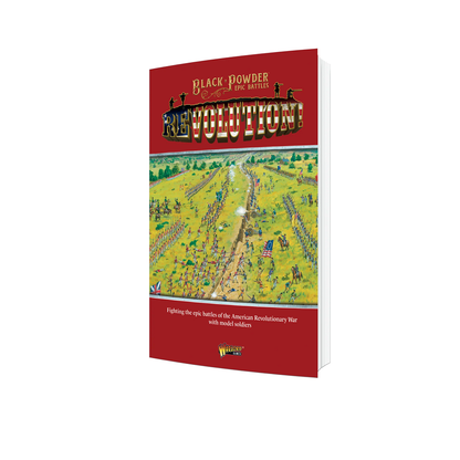 A5 softcover rulebook featuring historical artwork and miniatures photography, designed for tabletop gaming of the American Revolutionary War.