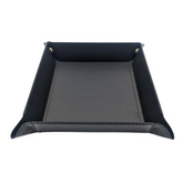 Black leather tray with gold riv...
