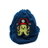 Blue drawstring bag with a embro...