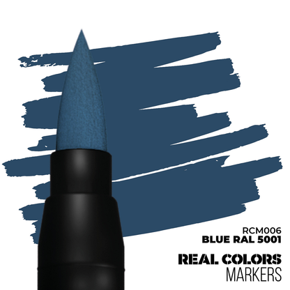Blue RAL 5001 RC Marker by AK Interactive, fast-drying acrylic paint pen with matte finish for precision blue details on miniatures and models.