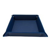 Blue leather desk tray on a whit...