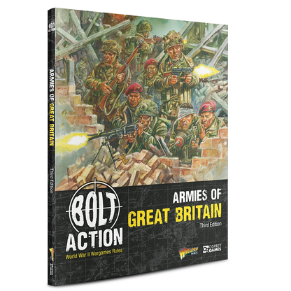 Bolt Action – Armies of Great Britain: Third Edition.  'Armies of Great Britain' game with soldiers and weapons on cover