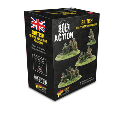 Bolt Action British Heavy Weapons Platoon with Vickers machine guns and mortars 28mm miniatures