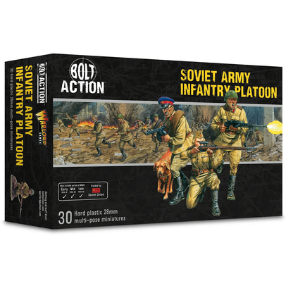 Bolt Action: Soviet Army Infantry Platoon – 28mm WW2 Miniatures. Box for Soviet Army Infantry Platoon from Bolt Action game series