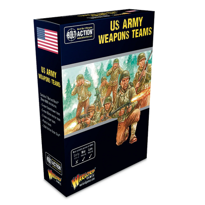 A set of seven unpainted 28mm resin miniatures, including a 2-man sniper team, a 3-man light mortar team, and a 2-man flamethrower team for Bolt Action.