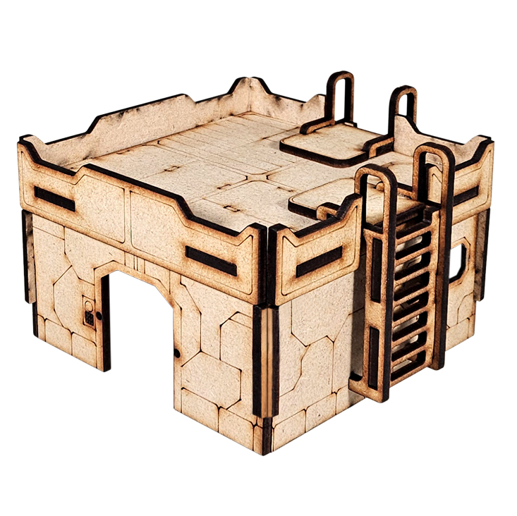 Bourak MDF terrain kit. A modular, laser-cut structure with magnetisation points for doors and windows. Ideal for Infinity and tabletop wargaming
