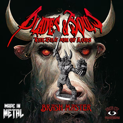 Image of the Brash Master 28mm white metal miniature from the Blades & Souls range by Lucid Eye, designed by Steve Saleh, unpainted and ready for assembly.