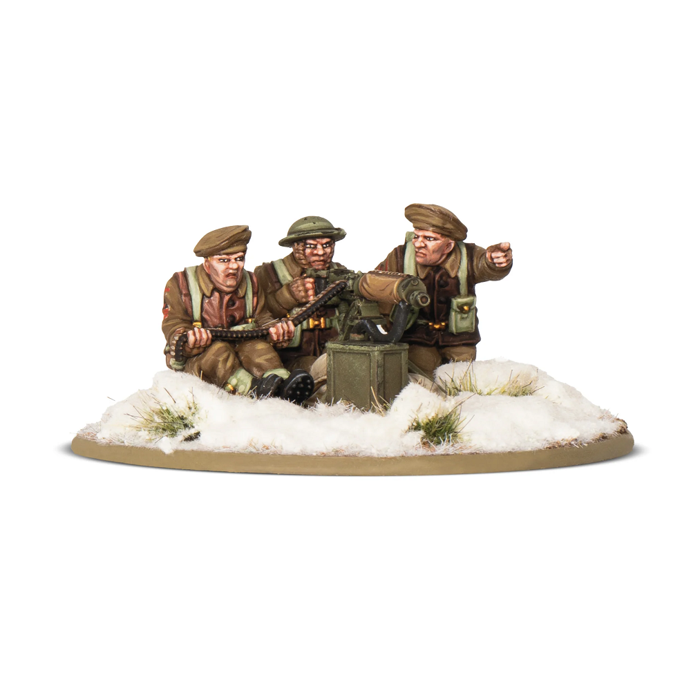 British & Canadian Infantry (Winter) MMG Team. Three soldiers with a radio set on a snowy base