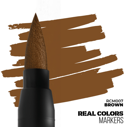Brown RC Marker by AK Interactive, premium acrylic paint marker with matte finish for adding warm, detailed textures to miniatures, models, and creative projects.
