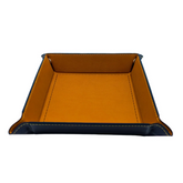 Square leather tray with brown t...