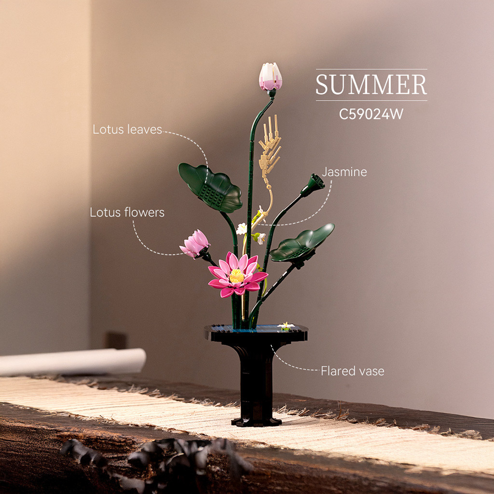 CaDA Artizan Summer Song Oriental Floral Art C59024W. 751 piece decorative floral building block set, 61.6cm tall. Ages 8+.