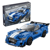 Blue sports car model made of in...
