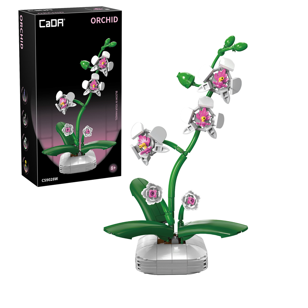 CaDA Bricks Orchid Building Block Planter 237 piece decorative flower model in plant pot