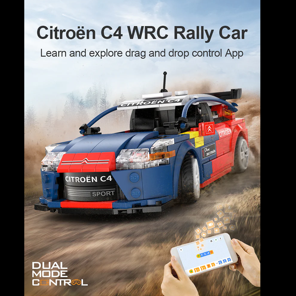 CaDA Citroën C4 WRC C51078W. A 329-piece 1:20 scale model of the 2008 rally car. Features programmable chassis, dual control, and authentic details. Ages 6+

