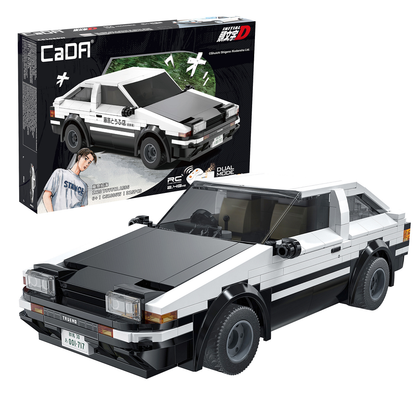 CaDA Initial D AE86 Trueno. A 325-piece 1:20 scale model of the iconic Toyota coupe. Features dual control modes, sleek design, and manga-inspired details. Ages 6+
