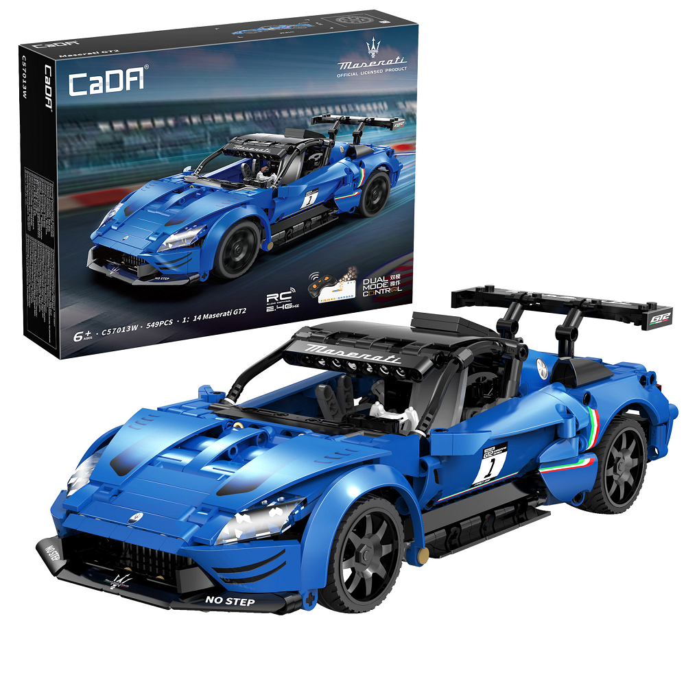 CaDA Maserati GT2 1:14 scale radio control brick model Maserati MC20 GT2 blue and black
