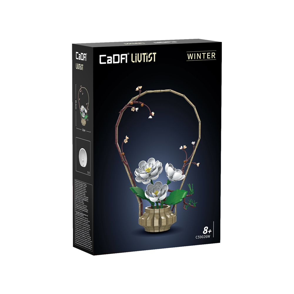 Product packaging for a decorative item with flowers on a white background