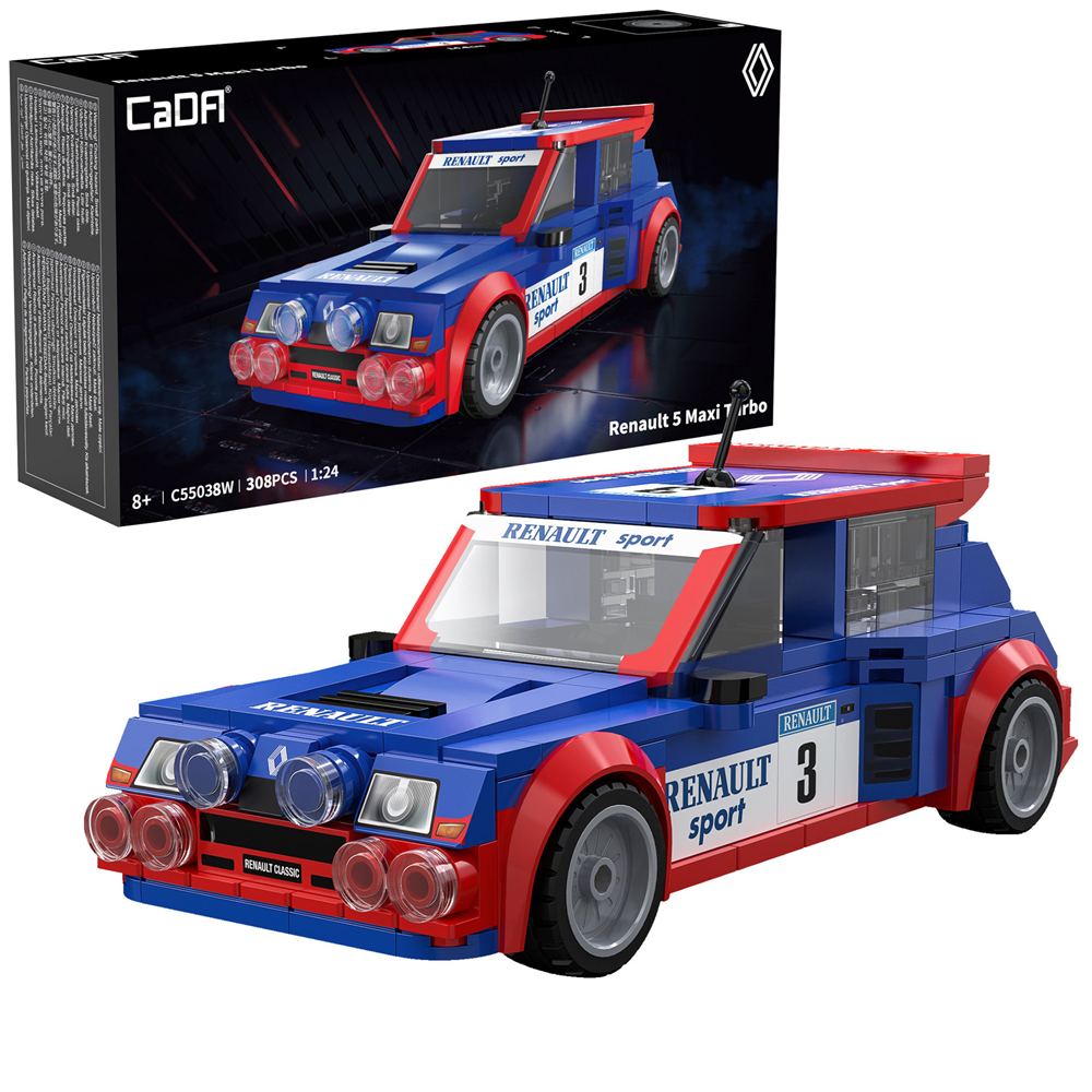 CaDA Bricks Renault 5 Maxi Turbo 1:24 Scale Model Kit C55038W. Blue and Red brick model car