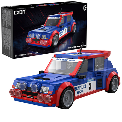 CaDA Bricks Renault 5 Maxi Turbo 1:24 Scale Model Kit C55038W. Blue and Red brick model car