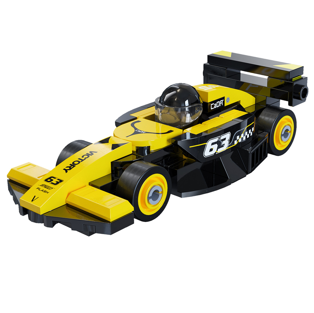 CaDa Yellow and black brick race car on a white background