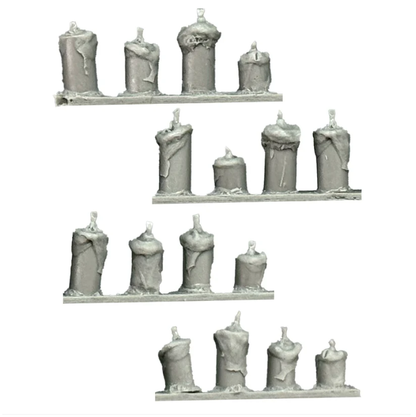 The Candles miniature set features over 30 detailed resin candles on two strips, designed to enhance the ambiance of taverns and dungeons in tabletop gaming.