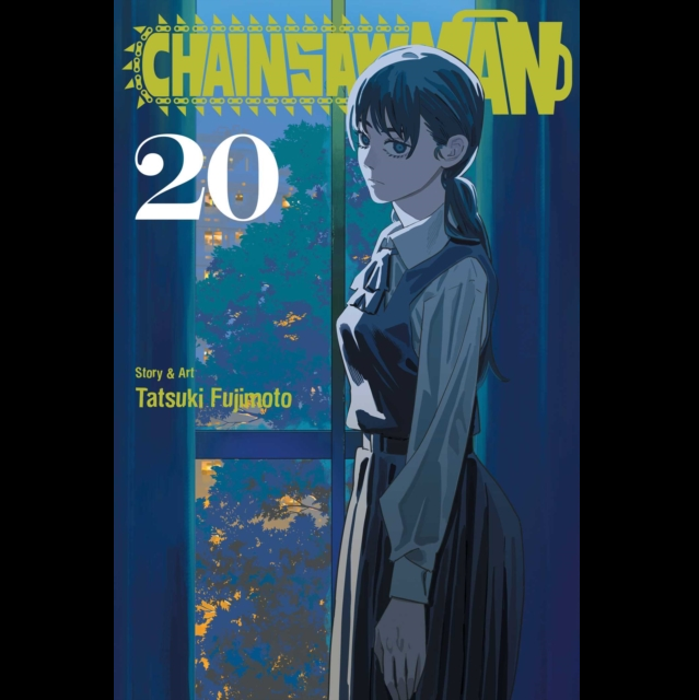 Manga book cover of 'Chainsaw Man' with a character standing in front of a window. Chainsaw Man Volume 20 manga cover