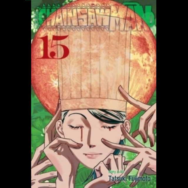 Chainsaw Man, Vol. 15 by Tatsuki Fujimoto. Manga book cover with character and title 'Sawamura' and number 15