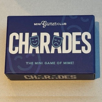 Charades mini matchbox game in blue box with white writing 