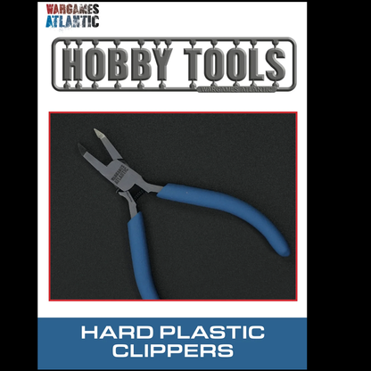 Hard plastic clippers with Wargames Atlantic branding on a black background