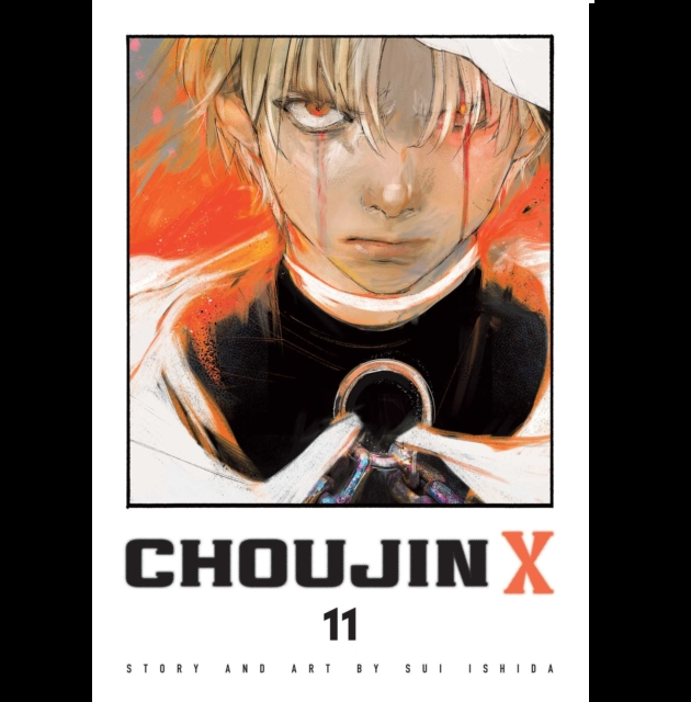 Manga book cover of 'Choujin X' with an anime character holding a glass. Choujin X Volume 11 paperback manga by Sui Ishida Viz Signature graphic novel cover art
