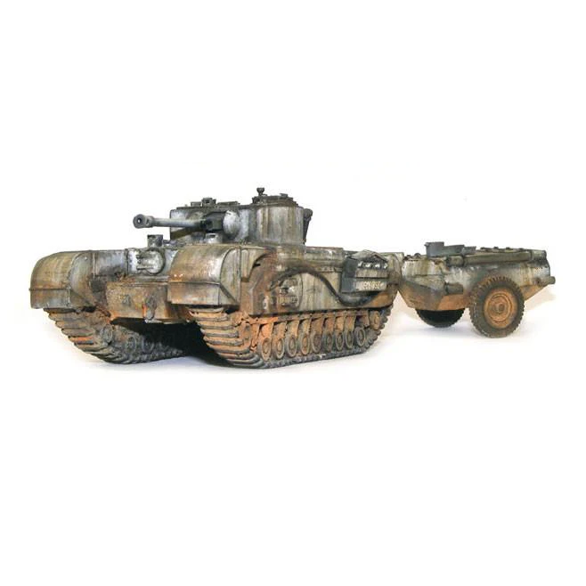 Churchill Crocodile 28mm Bolt Action British WWII flamethrower tank. Resin and metal model kit with decals, damage markers and order die.