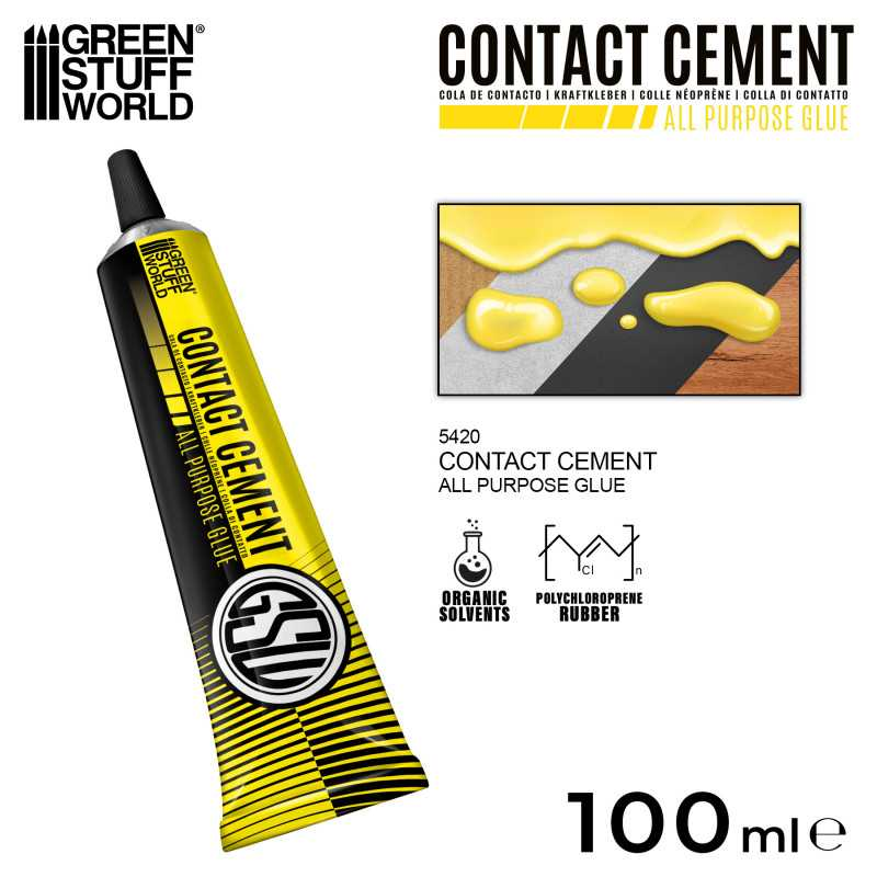 Contact Cement 100ml by Green Stuff World. High-strength adhesive for leather, EVA foam, rubber, and more. Provides durable, flexible bonds for creative projects