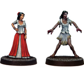 Two figurines on round bases, on...
