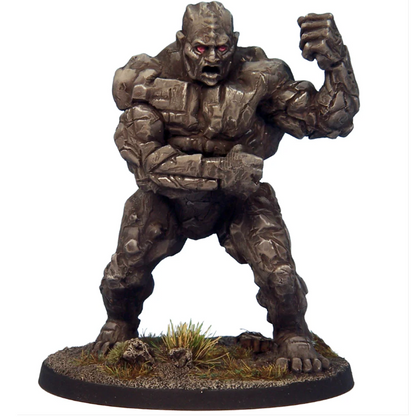Metallic fantasy figurine on a white background. Crooked Dice Earth Elemental resin fantasy miniature