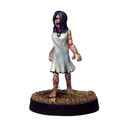 Crooked Dice Tamara. A 20mm white metal miniature depicting a possessed character, full of eerie detail. Supplied unpainted with a 20mm slotted base.

