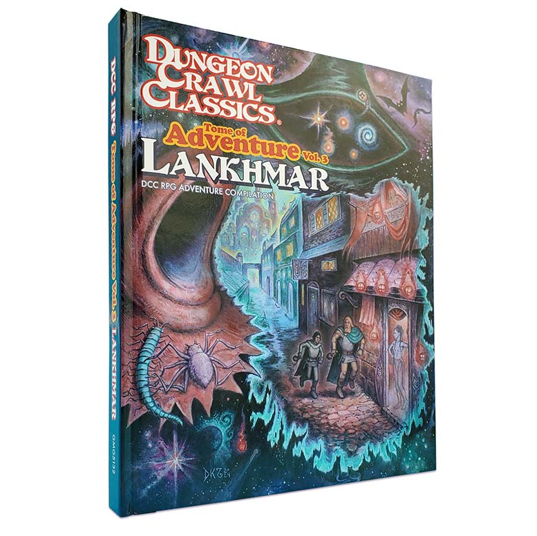 Dungeon Crawl Classics RPG: Tome Of Adventure Volume 3 Lankhmar hardback book featuring eight adventures set in the City of the Black Toga for tabletop RPGs.