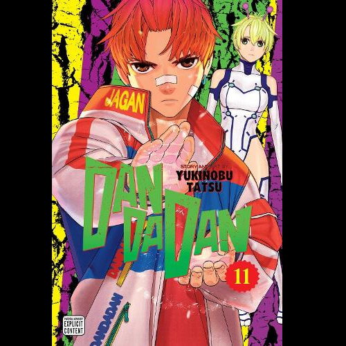 Cover of Dandadan, Volume 11 by Yukinobu Tatsu, a graphic novel featuring adventure, horror, and humour. Paranormal battles unfold across 186 action-packed pages.