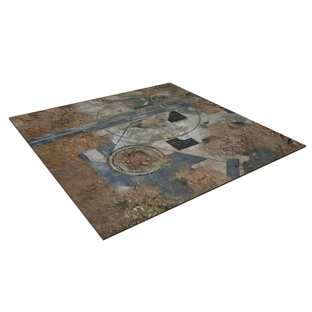 Deadzone Sector 4 neoprene gaming mat, 2ft x 2ft, featuring a detailed design with 3-inch squares, ideal for 28mm scale miniatures and non-slip surface.