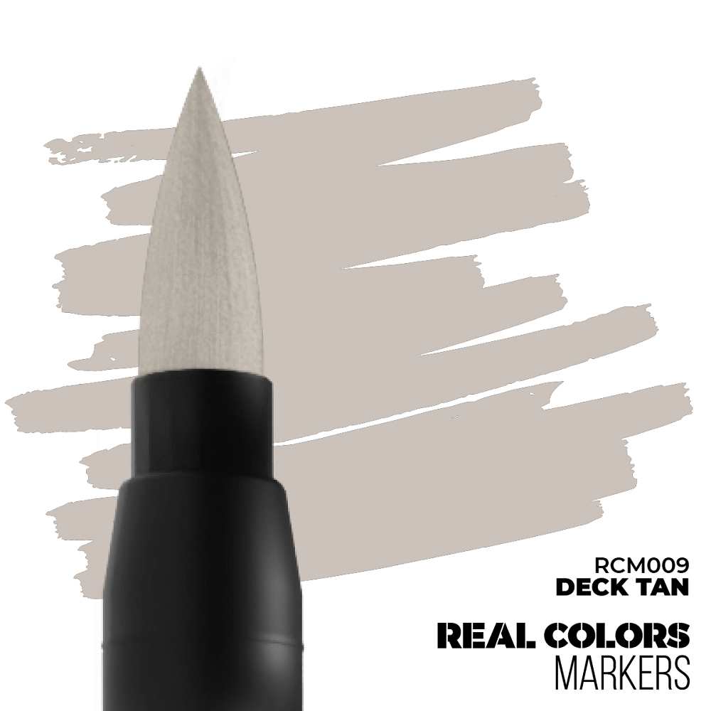 Deck Tan RC Marker by AK Interactive, fast-drying acrylic paint pen with matte finish for realistic weathering and detailing on models and miniatures.