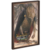A boxed fantasy card or book tit...