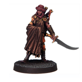 A swordsman holding a sword to o...