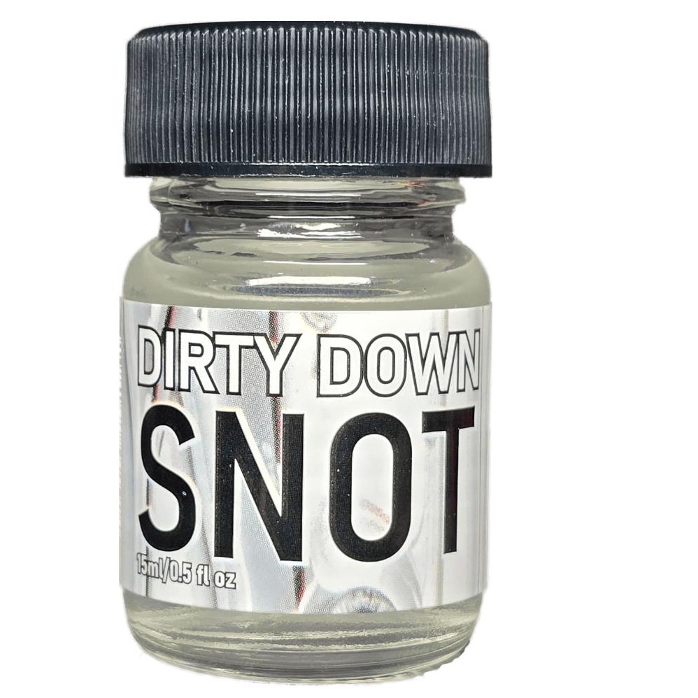 Dirty Down Snot, a clear liquid to help you create the effect of clear spittle right out of the pot. Dip your tool then touch the model, varying the amount of Dirty Down Snot to create thin or thick strands to help you achieve a realistic drool effect on your tabletop gaming miniatures and more. You can also mix in a colour to create a custom shade for your snot, drool, spit or slime.
